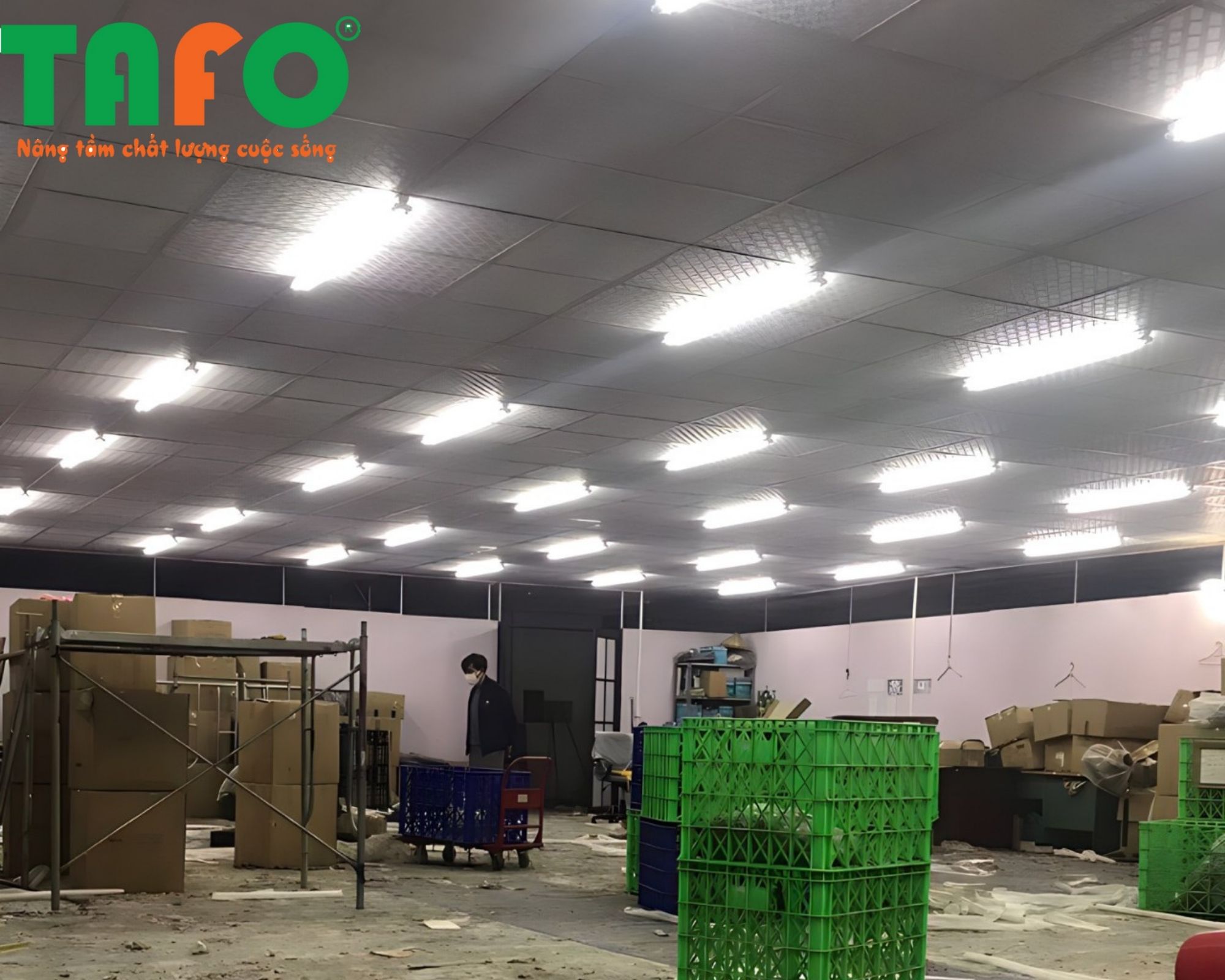 thi công tấm thạch cao TAFO cho trần vách